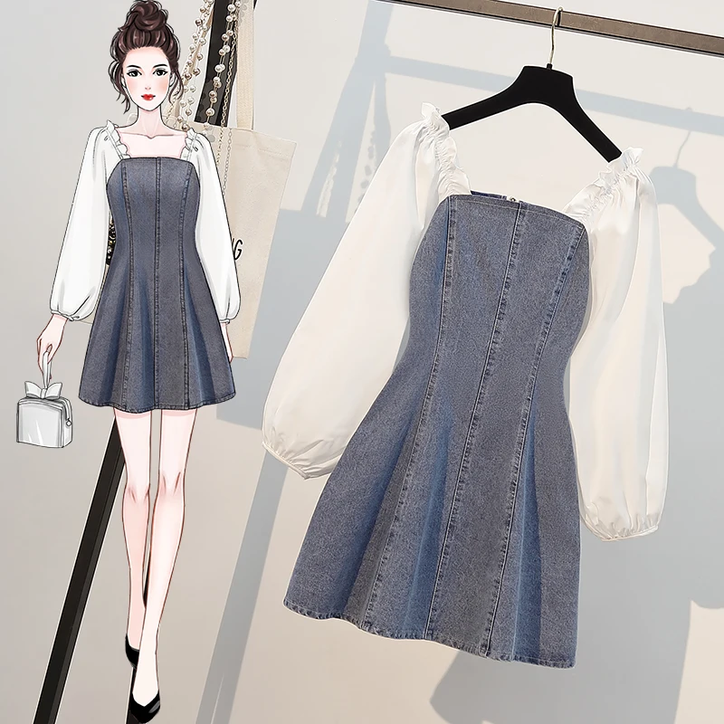 Fashion A-line Denim Dress Women's 2023 Spring Summer Korean Style Splice Puff White Long Sleeve Ruffle Square Neck Vestidos
Fashion A-line Denim Dress Women's 2023 Spring Summer Korean Style Splice Puff White Long Sleeve Ruffle Square Neck Vestidos