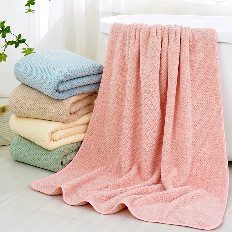 

Large Bath Towel Thickened Coral Fleece Pineapple Lattice Adult Quick-drying Absorbent Bath Towel 90x175cm