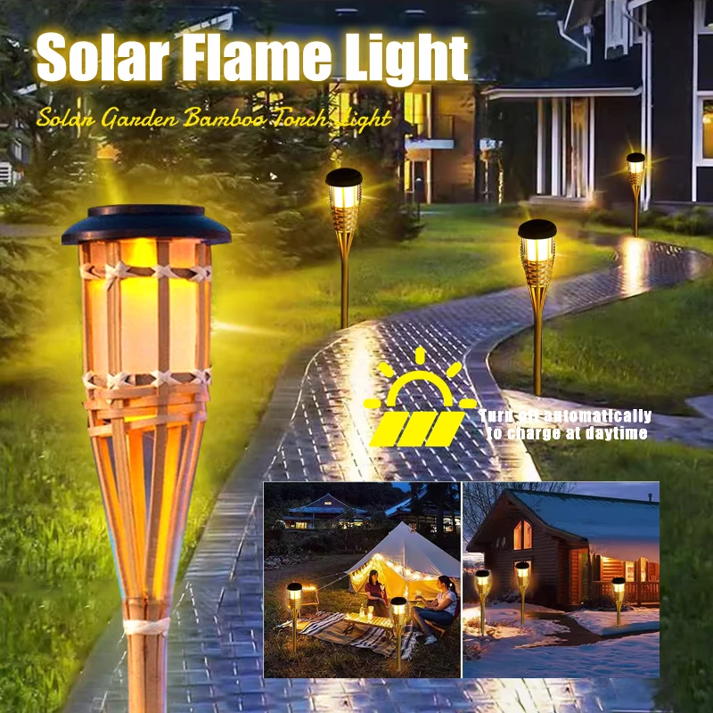 

1Pcs Solar Outdoor Flame Torch Lights Lawn Flickering Light Waterproof Garden Decoration Path Yard Patio Floor Lamps