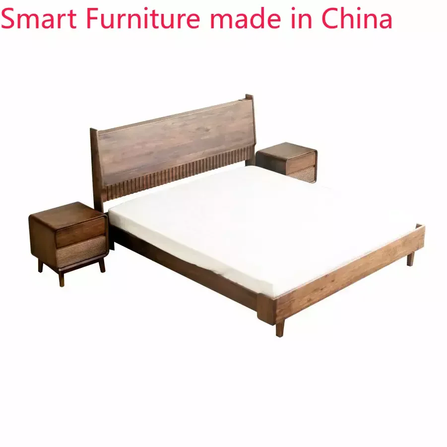 bed Customized North American black walnut simple solid wood room Modern Nordic light luxury organ oak1.8m double wedding
bed Customized North American black walnut simple solid wood room Modern Nordic light luxury organ oak1.8m double wedding