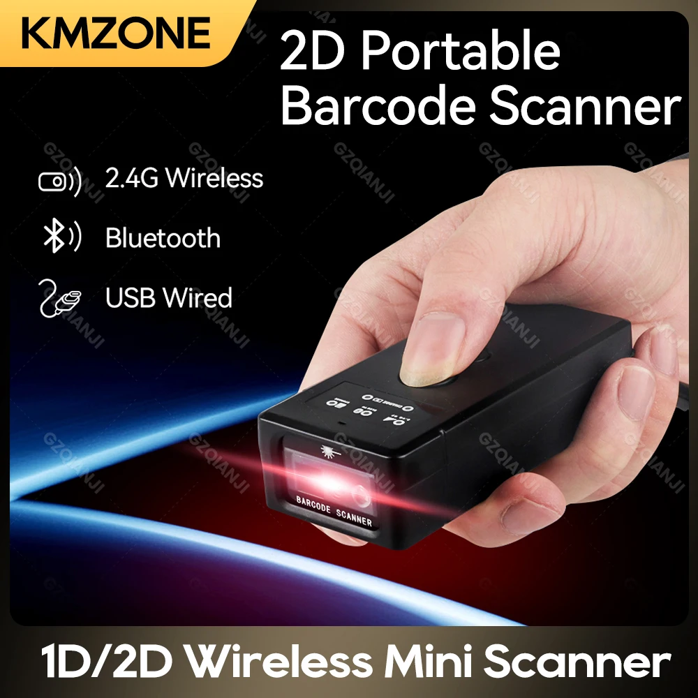 

Портативный 1D 2D Bluetooth сканер штрих-кода PDF417, считыватель QR-кода, матрица данных, USB, беспроводной сканер 2,4G