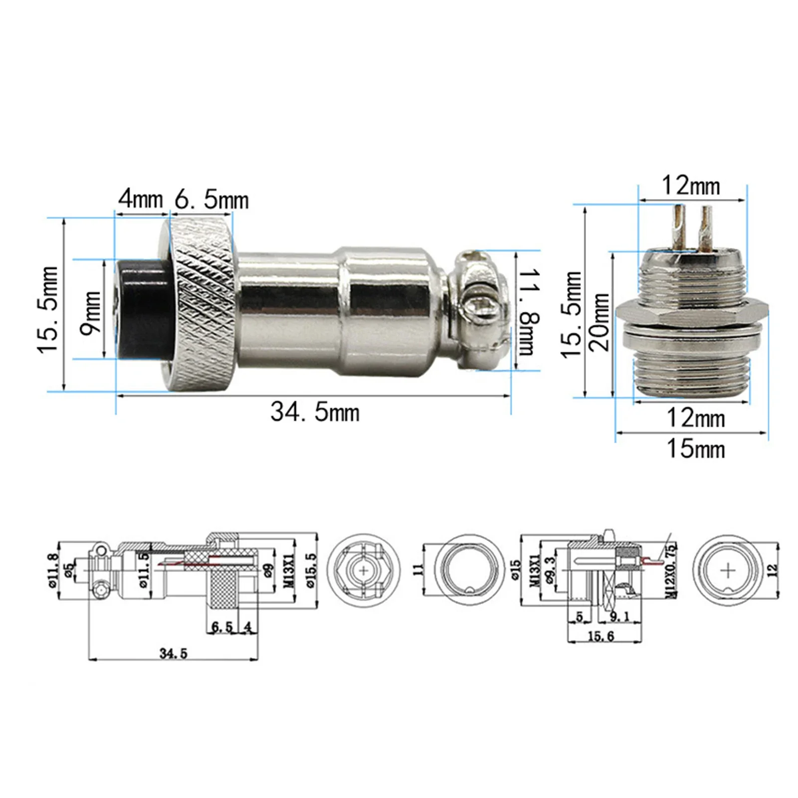 E-Bike Electric Bicycle Scooter Connector Mounting Parts Silver 1 Pc 12mm ABS Battery Charger Plug Male+Female
E-Bike Electric Bicycle Scooter Connector Mounting Parts Silver 1 Pc 12mm ABS Battery Charger Plug Male+Female