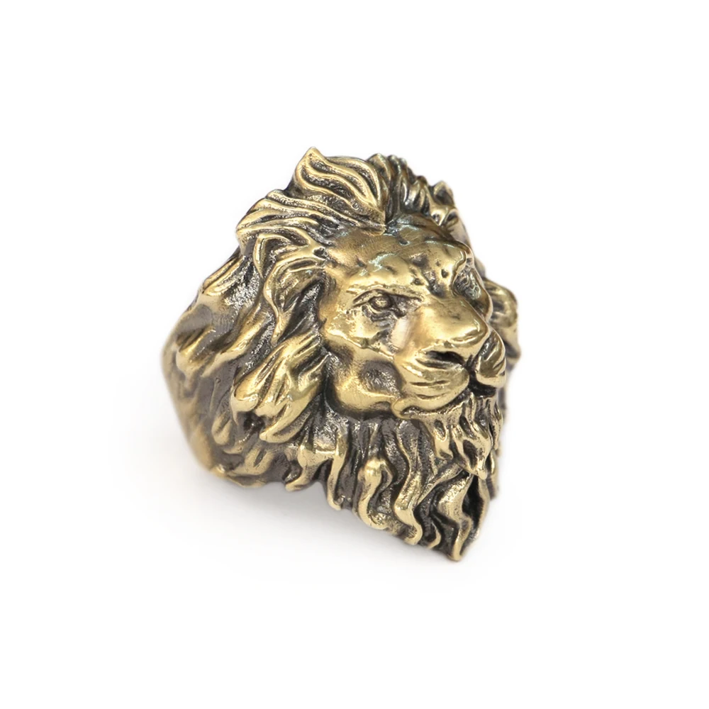 

High Detail Huge Brass Lion Ring BR128 US Size 7~15