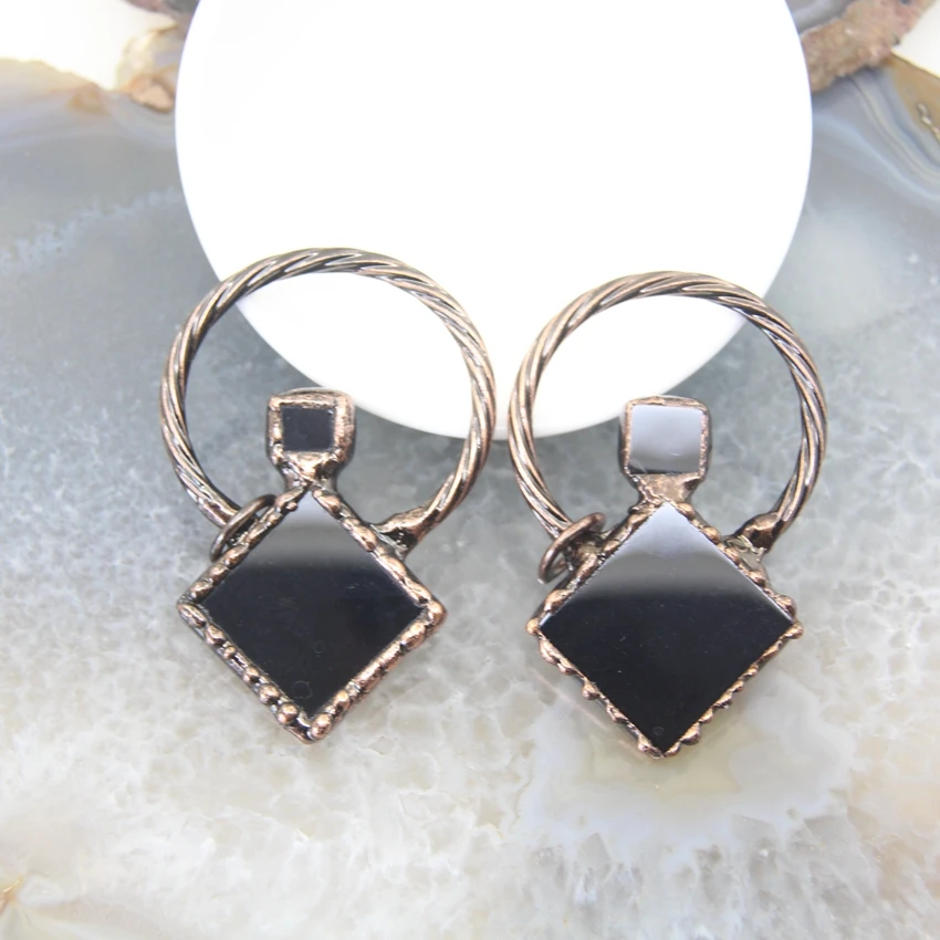 Soldered Bronze Hoop Pendant,Bohemia Antique Copper Diamond Obsidian Slab Charms Viintage Retro Women Necklace Jewelry Making
Soldered Bronze Hoop Pendant,Bohemia Antique Copper Diamond Obsidian Slab Charms Viintage Retro Women Necklace Jewelry Making