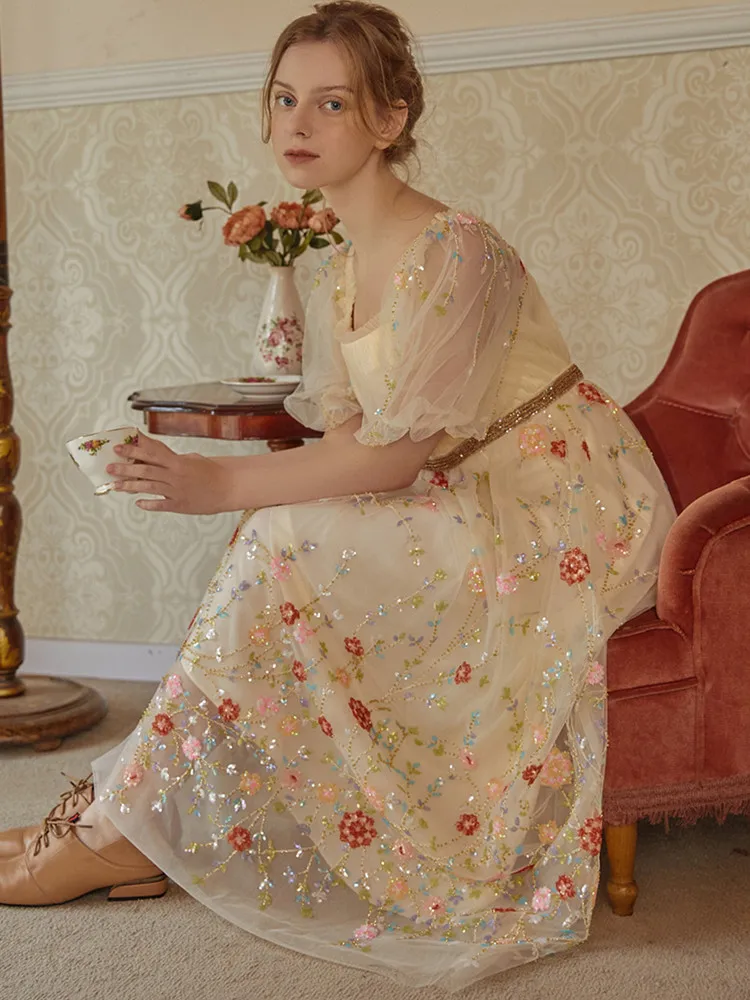 AIGYPTOS Maxi Dresses For Women Korean Dress Vintage Elegant Slim Luxury Handmade Beading Sequins Embroidery Floral Mesh Dress
AIGYPTOS Maxi Dresses For Women Korean Dress Vintage Elegant Slim Luxury Handmade Beading Sequins Embroidery Floral Mesh Dress
