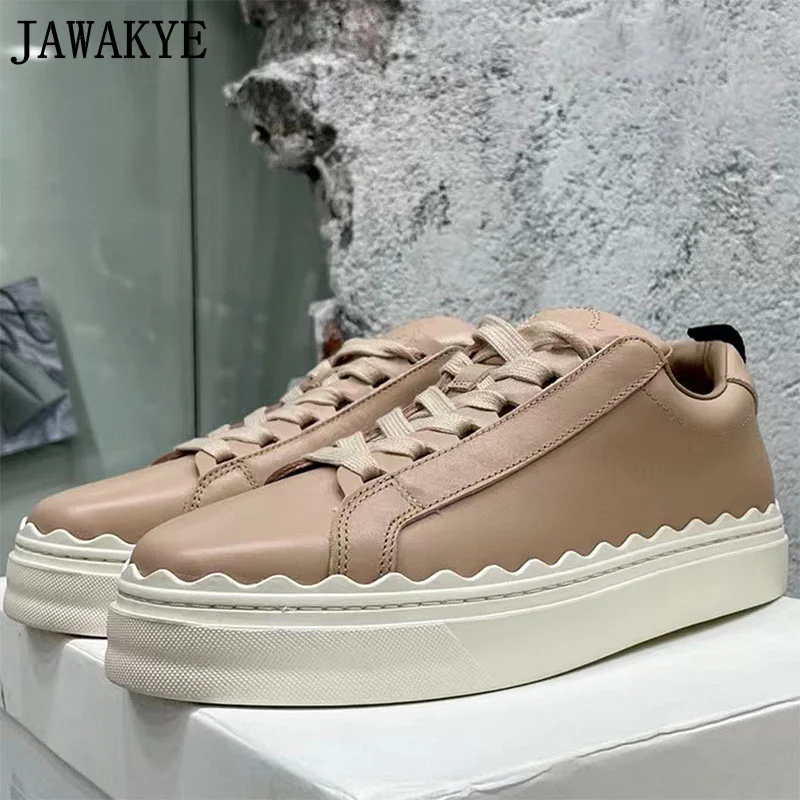 Genuine Leather White Sneakers Women Scalloped Edge White Platform Shoes Leisure Sneakers Casual Walking Derby Shoes
Genuine Leather White Sneakers Women Scalloped Edge White Platform Shoes Leisure Sneakers Casual Walking Derby Shoes