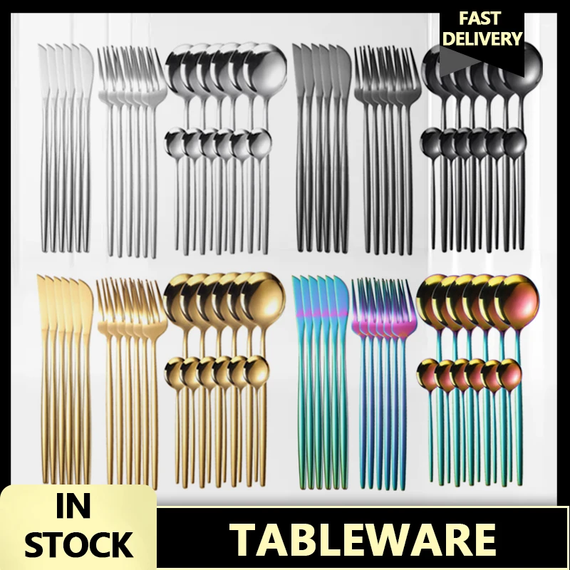 24Pcs Multicolor Western Dinnerware Set Stainless Steel Cutlery Set Bright Fork Knife Spoon Tableware Set Silverware New
24Pcs Multicolor Western Dinnerware Set Stainless Steel Cutlery Set Bright Fork Knife Spoon Tableware Set Silverware New