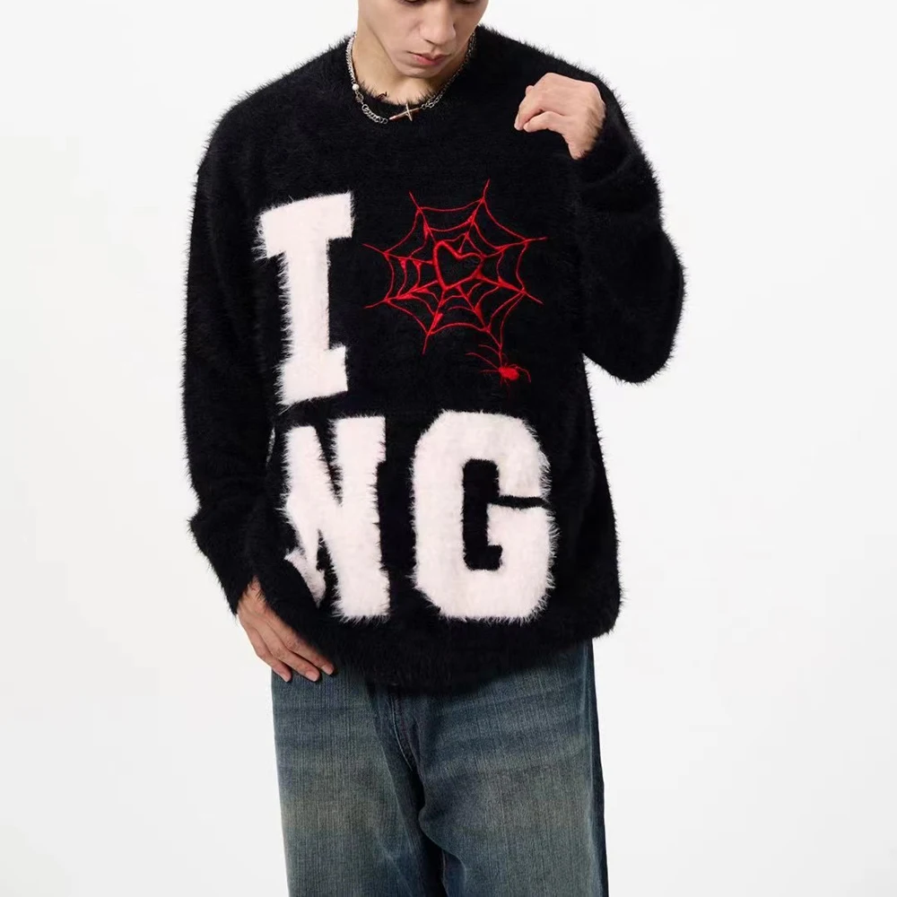 Y2k Big Letter Spider Web Jacquard Pullover Sweaters for Men and Women Streetwear Ropa Hombre Woolen Knitted Clothes Oversized
Y2k Big Letter Spider Web Jacquard Pullover Sweaters for Men and Women Streetwear Ropa Hombre Woolen Knitted Clothes Oversized