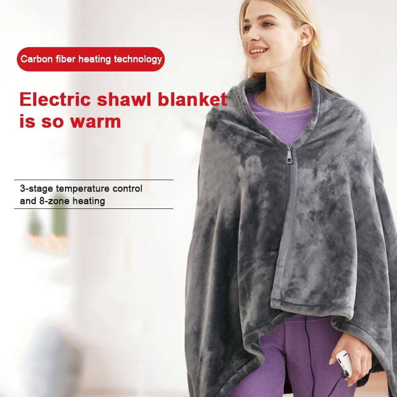 

35~65℃ 85x150cm Usb Electric Heated Blanket Warm Shawl Heating Plush Throw Warmer Cape Heating Lap Blanket Fleece Good Quality