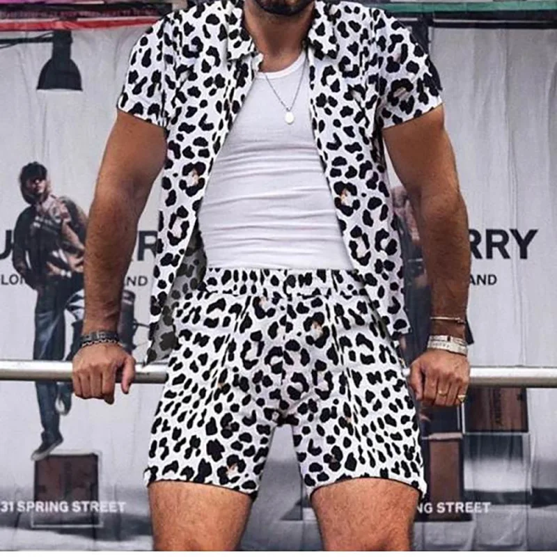 2023 New Mens Shirts Casual Beach Leopard Print Short Sleeved Set Casual Lapel Shirt Summer Two-piece Set for Men
2023 New Mens Shirts Casual Beach Leopard Print Short Sleeved Set Casual Lapel Shirt Summer Two-piece Set for Men
