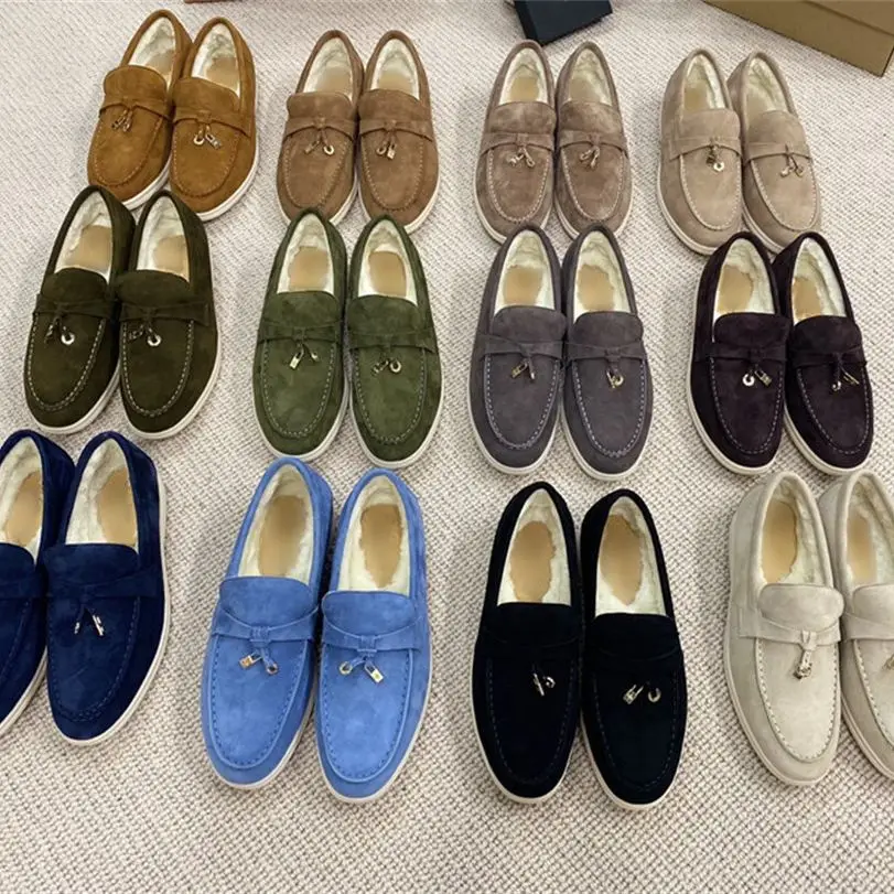 

Genuine leather 2023 new wool women's shoes Flat Lefu shoes Soft soled bean shoes Slip on lazy casual single shoes loafers men