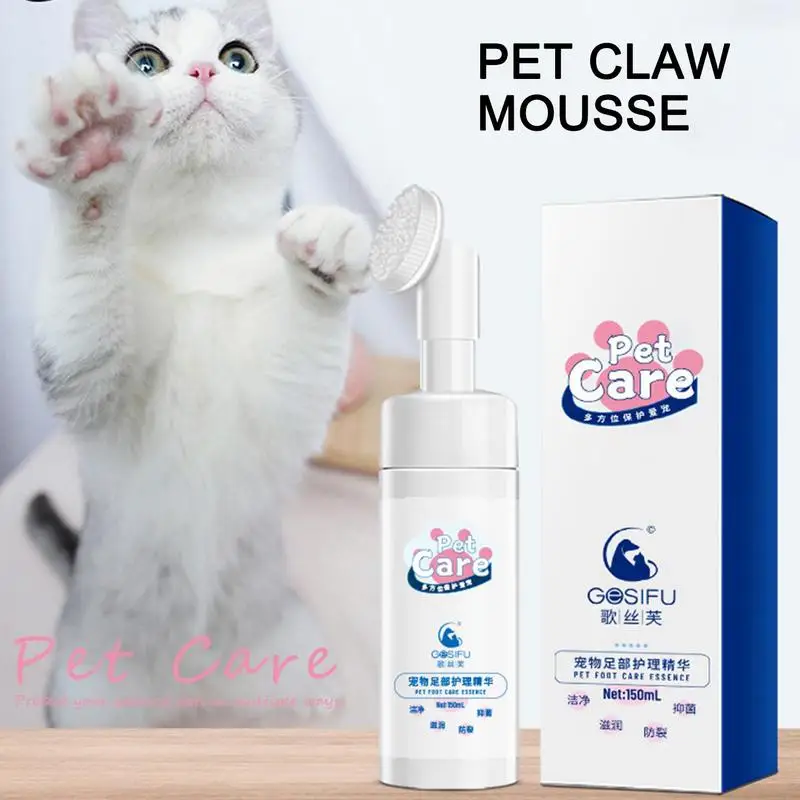 

150ml Pet Foot Cleaner No-Rinse Paw Cleaner Foam Dogs Cats No-wash Paws Foaming Cleanser With Brush Grooming Supplies