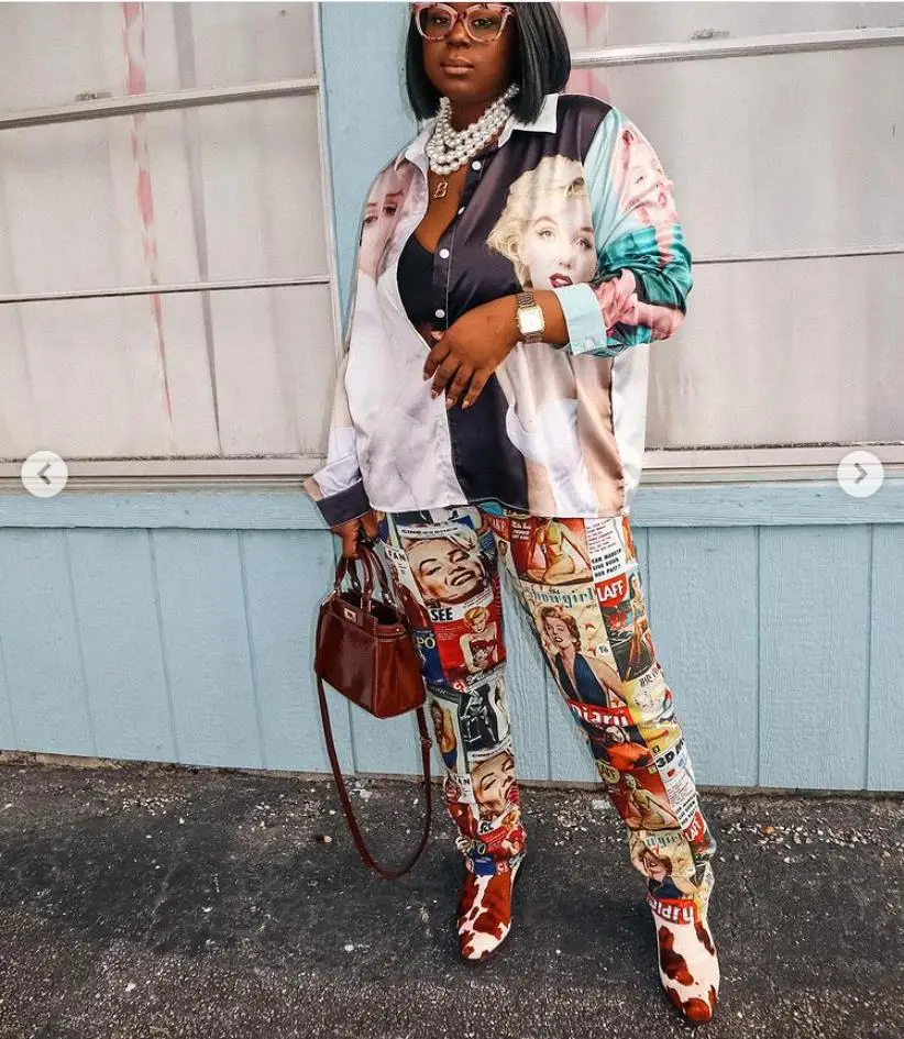QIWN Autumn New Monroe Printed Shirt+Trouser Two Piece Fashion Casual Women's Set
QIWN Autumn New Monroe Printed Shirt+Trouser Two Piece Fashion Casual Women's Set
