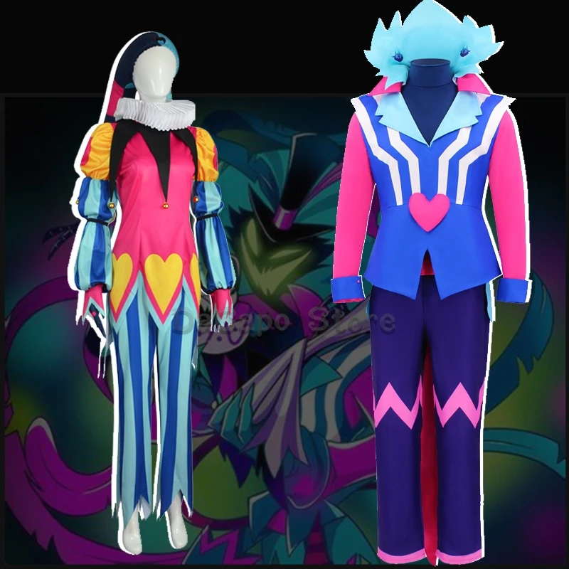 

Fizzarolli Asmodeus Cosplay Costume Hat Helluva Fizzi Boss Ozzie Halloween Fancy Suit Helluva Carnaval Party Couple Unisex Suit