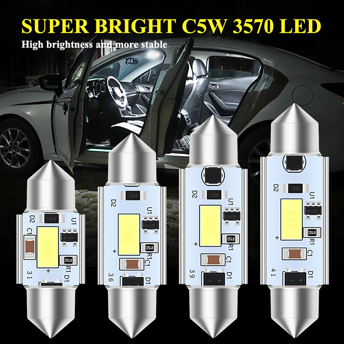 

1PCS LED c5w 31mm 36mm 39mm 41mm Festoon Dome 3570 LED CANBUS no Error Free Car License plate interior Reading light 12V White