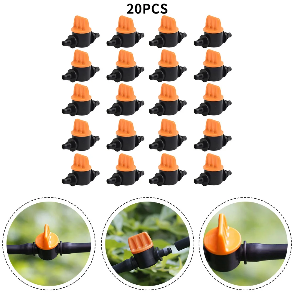 

20Pcs /4'' Barbed Mini Valve Shut Off Coupling Connectors For 4/7mm Hose Garden Water Irrigation Pipe Adaptor Tools