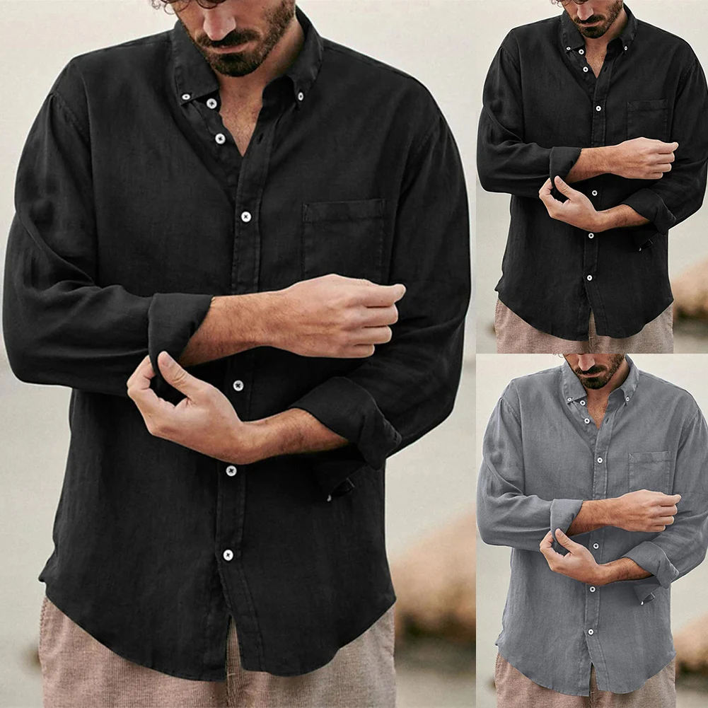 Mens Long Sleeve Shirt Casual Baggy Button-up Tops T Shirt Solid Blouse Cardigan Solid Color Lapel Shirt
Mens Long Sleeve Shirt Casual Baggy Button-up Tops T Shirt Solid Blouse Cardigan Solid Color Lapel Shirt