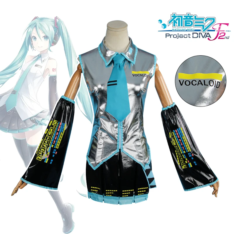

Костюм для косплея в наличии Miku V2 01 Классический женский мужской фанат Vocaloid Аниме платье Kawaii кожаный комплект LatexFull