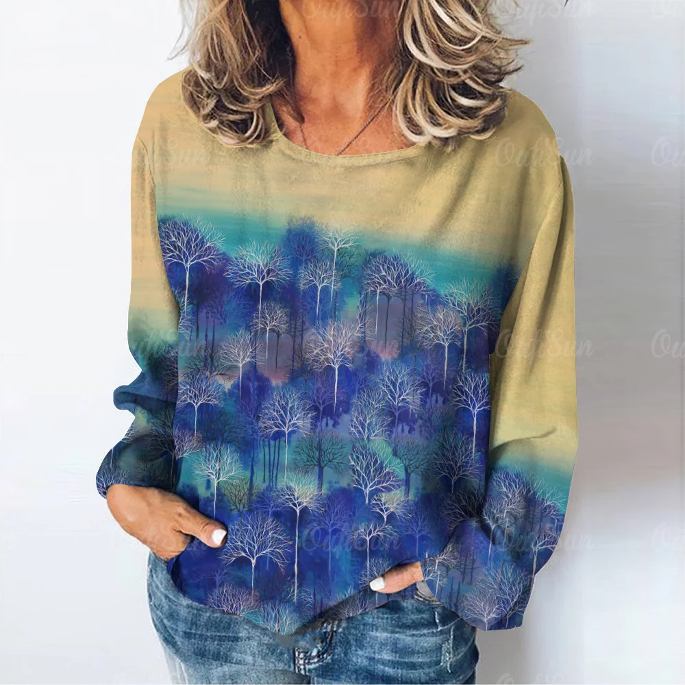 Women's Long Sleeve O-Neck Vintage Pullover Casual Daily Female Tops 3D Personality Printed T-Shirt Flower Pattern Autumn Winter
Women's Long Sleeve O-Neck Vintage Pullover Casual Daily Female Tops 3D Personality Printed T-Shirt Flower Pattern Autumn Winter