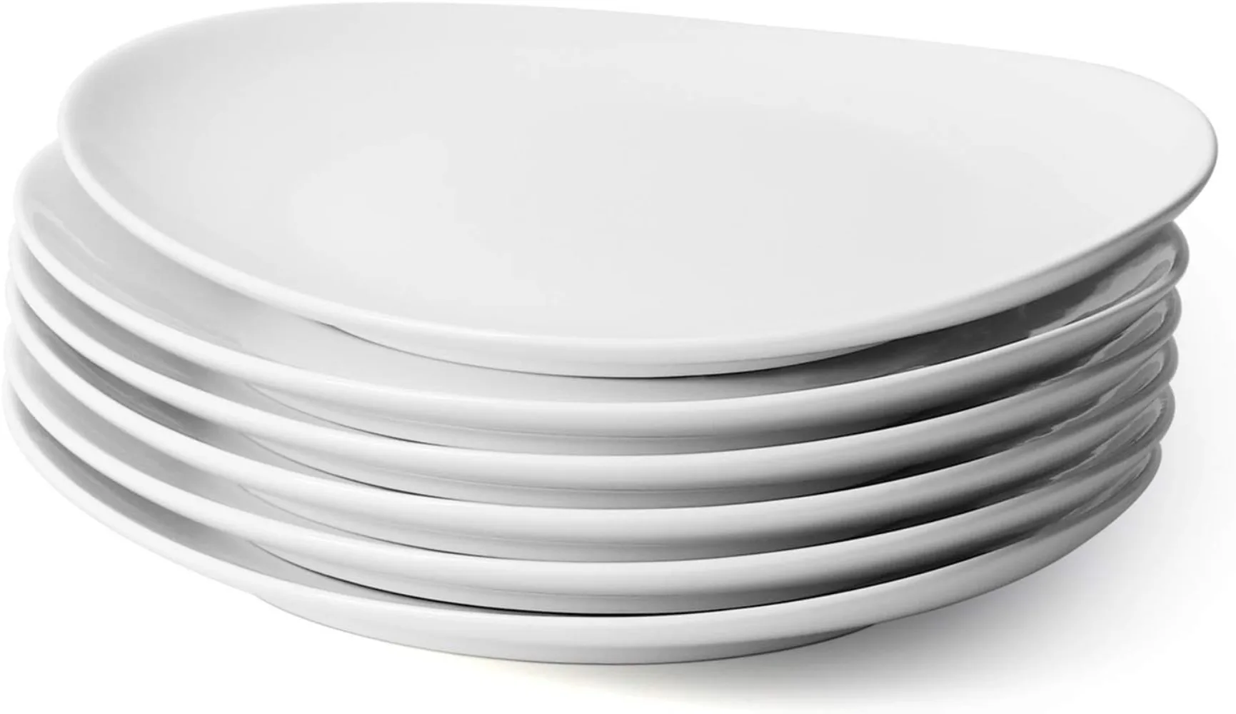 

Sweese White Dinner Plates Set of 6-11 Inch Porcelain Square Plates - Dishwasher, Microwave, Oven Safe, Scratch Resistant