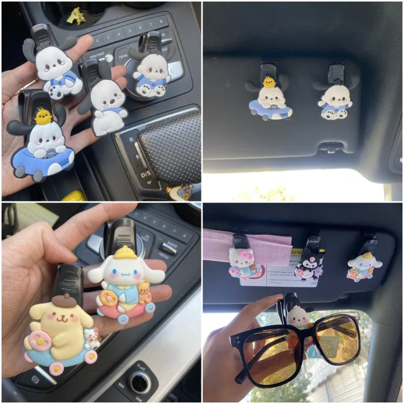 

Sanrios Cinnamoroll Kuromi почтовый HelloKittys автомобильный солнцезащитный козырек для хранения солнцезащитных очков коробка аниме мультфильм милый авто зажим для очков