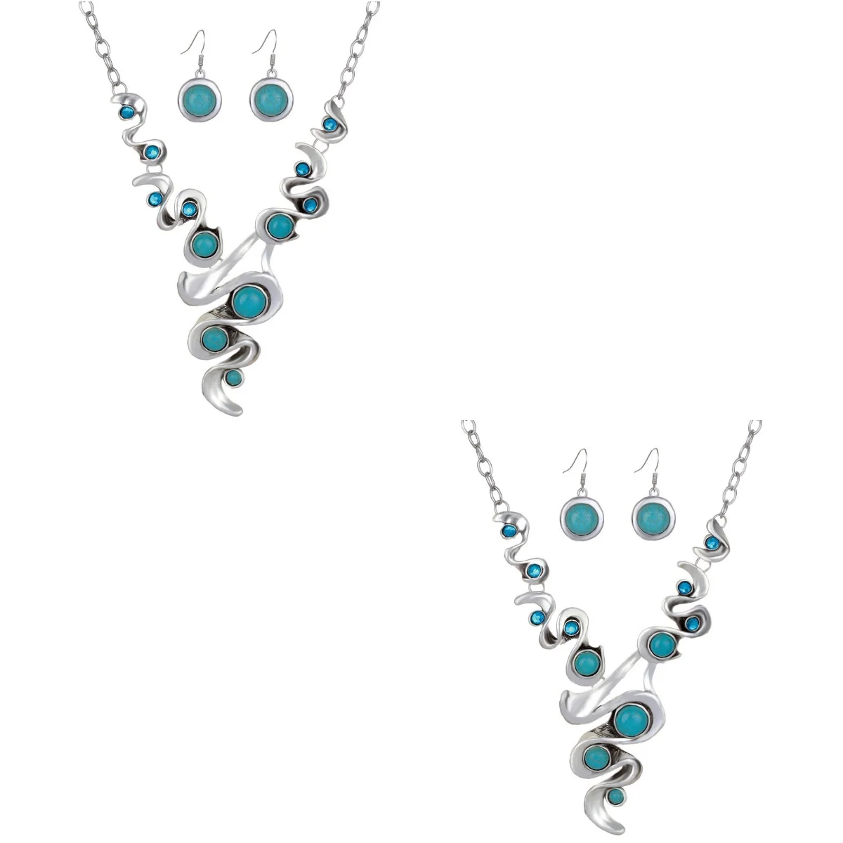 

2 Sets Necklaces Turquoise Jewelry Women Accessories Unique Delicate Earrings Bohemia Bohemian Miss