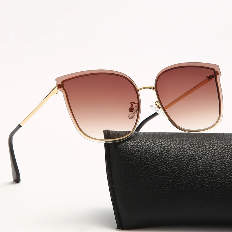 

New Fashion Oversized Rimless Sunglasses Luxury Brand Design Women Metal Sun glasses UV400 Shades Eyewear oculos de sol