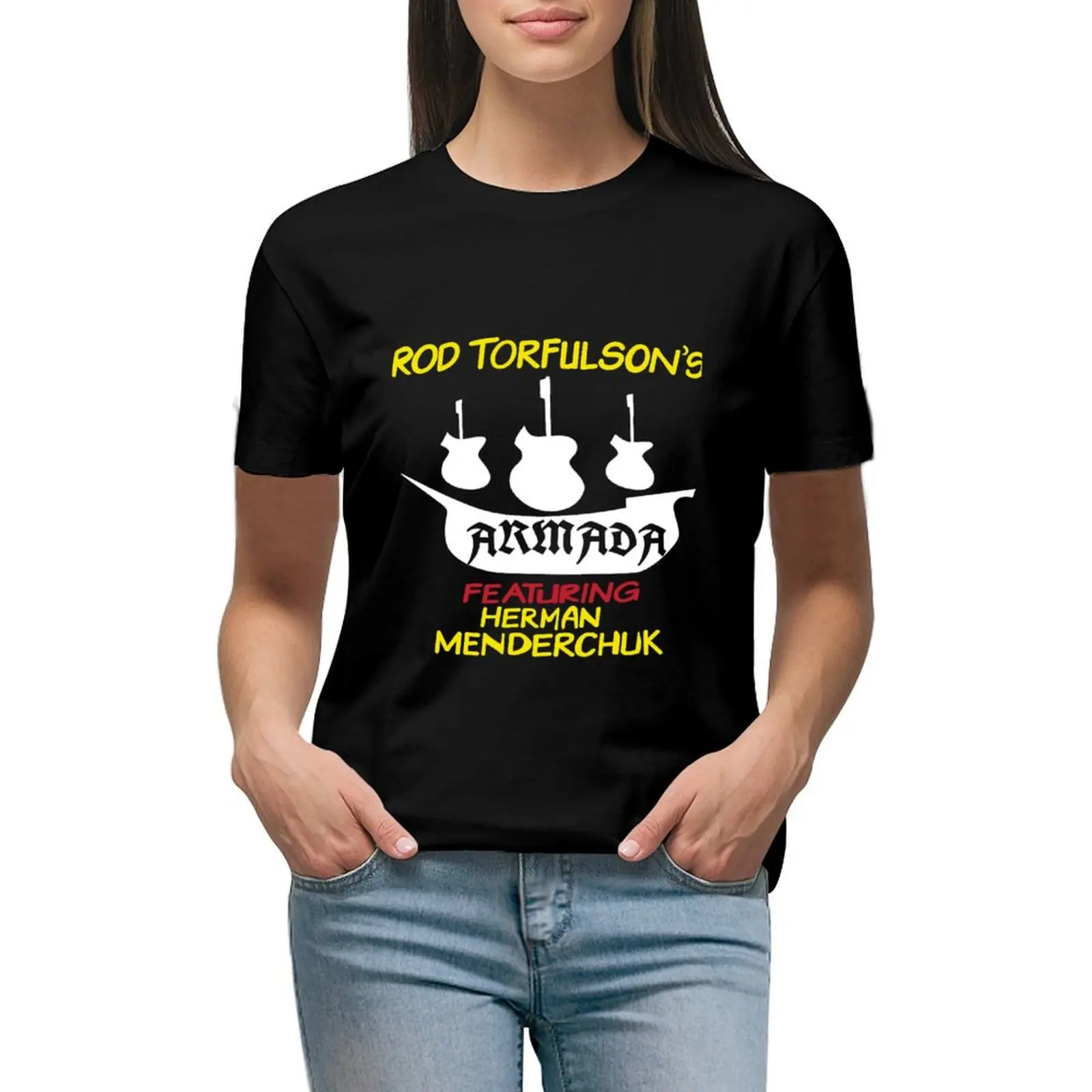 Rod Torfulson's Armada Featuring Herman Menderchuk! T-shirt Blouse korean fashion t shirt for Women
Rod Torfulson's Armada Featuring Herman Menderchuk! T-shirt Blouse korean fashion t shirt for Women