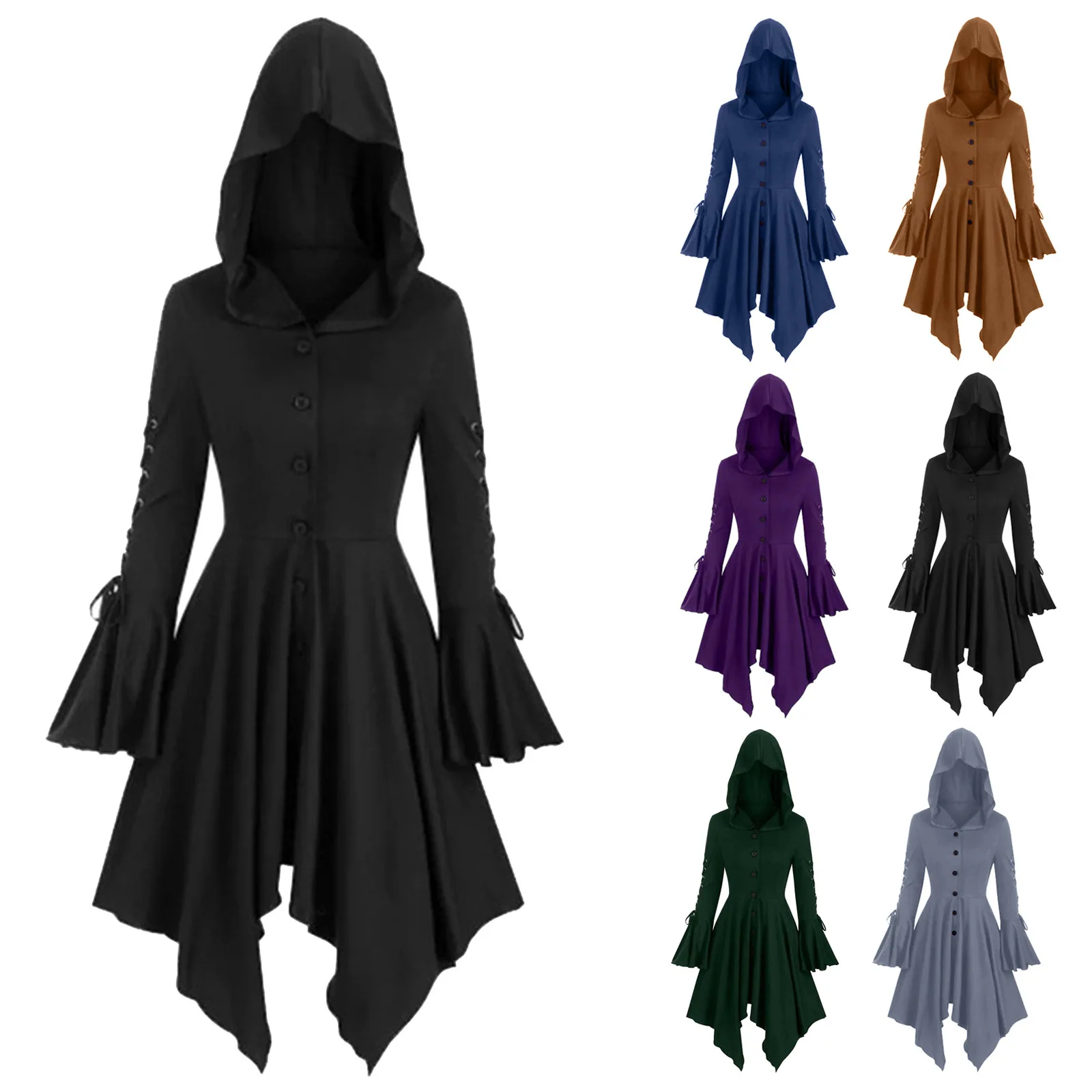 Halloween Theme Cosplay Cape Coat Medieval Party Dress Adult Vintage Lace Up Hooded Cloak Robe Halloween Witch Long Dress
Halloween Theme Cosplay Cape Coat Medieval Party Dress Adult Vintage Lace Up Hooded Cloak Robe Halloween Witch Long Dress