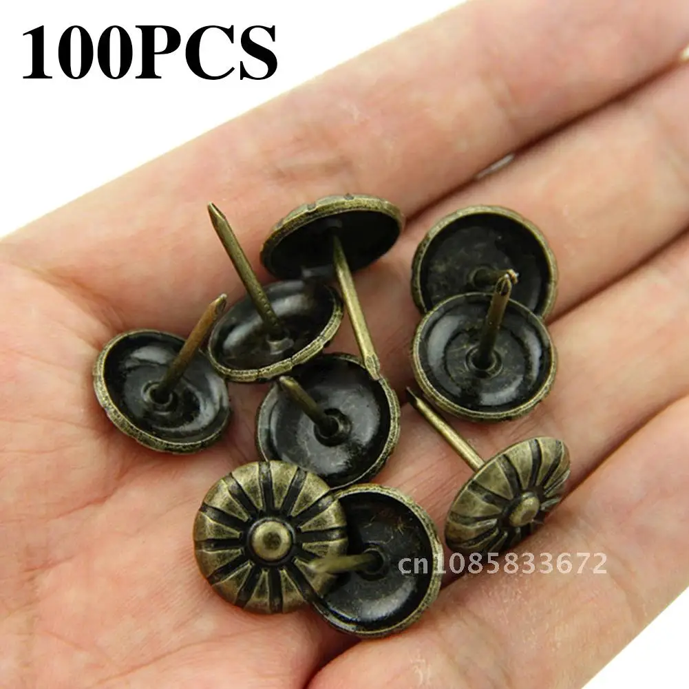 

100 Antique Vintage Bronze Tacks 11x16mm Decorative Nails for Sofa Hardware Jewelry Box Fasteners Gift