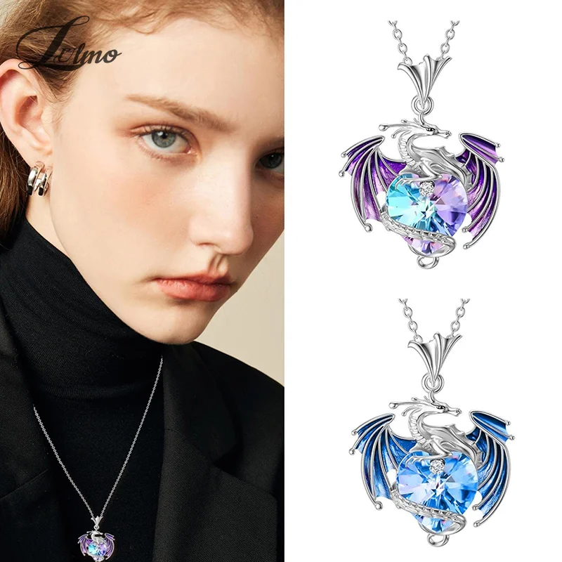 Colorful Crystal Dragon Pendant Necklace For Women Exquisite Blue Purple Dragon Necklace Gift
Colorful Crystal Dragon Pendant Necklace For Women Exquisite Blue Purple Dragon Necklace Gift
