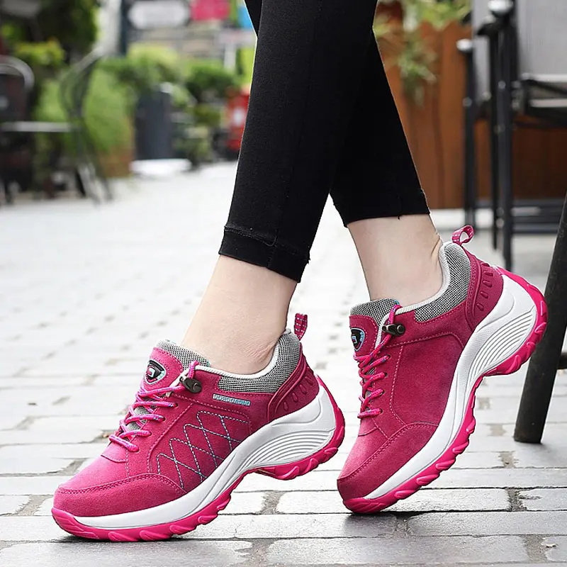 Women's sports shoes, casual lace up thick soled women's shoes, slope heels, anti slip running shoes, camping and hiking shoes
Women's sports shoes, casual lace up thick soled women's shoes, slope heels, anti slip running shoes, camping and hiking shoes