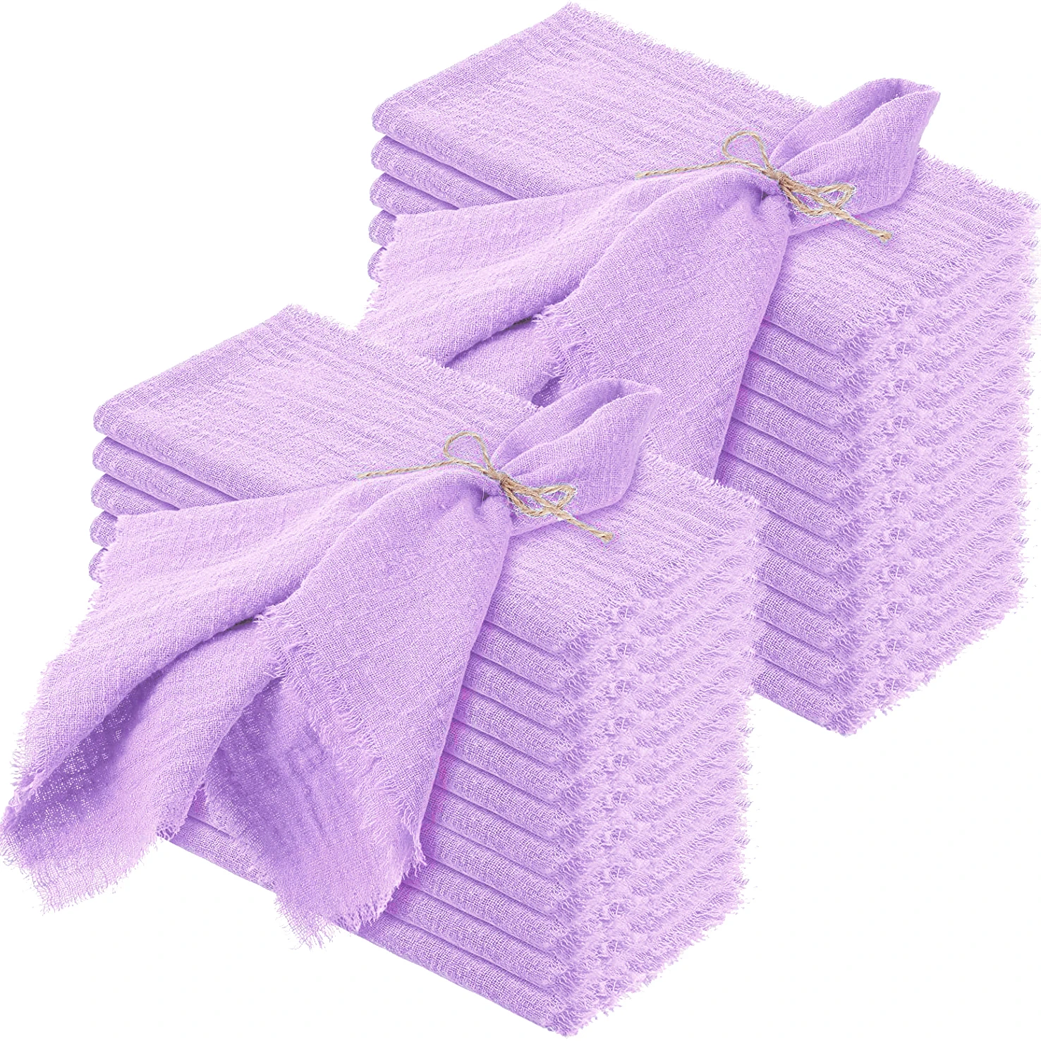 

24pcs 32x32cm Wholesale purple Gauze Cotton Napkin Reusable Tea Towel Wedding Party Christmas Table Decor Retro Burrs napkins