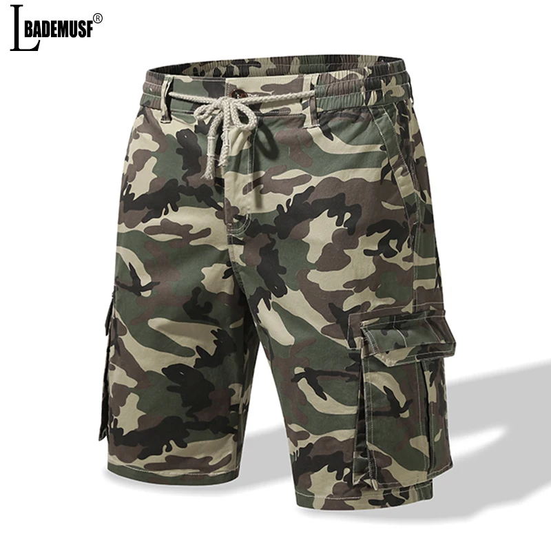 

Summer Camouflage Elastic Waist Men Cargo Shorts Leisure Fashion Outdoors Military Affairs Tactics Multiple Pockets Shorts Men