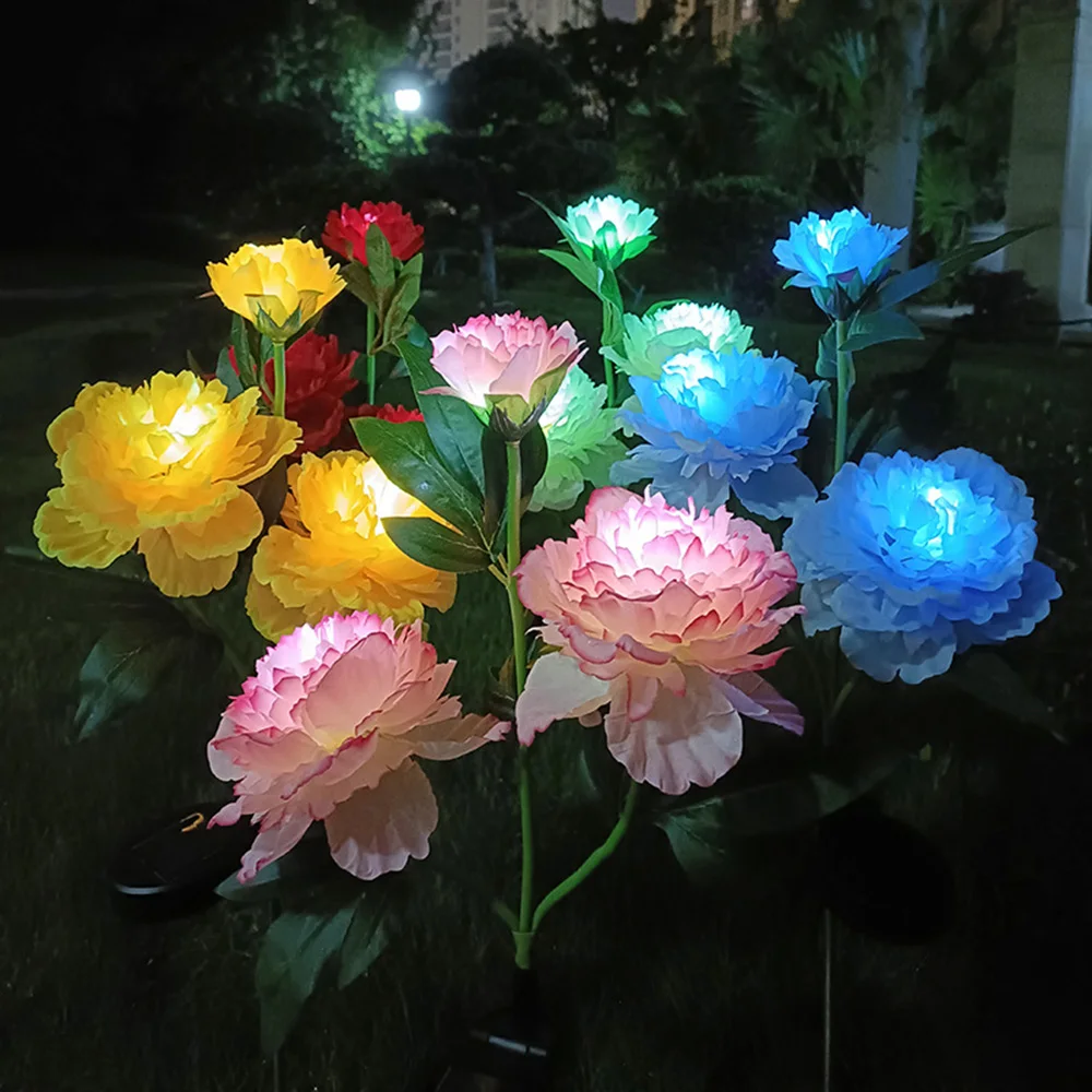 

Solar Flower Light Outdoor Simulation Peony Decotation Lamp Waterproof Garden Lawn Lamp Landscape Lamp for Patio Path Courtyard