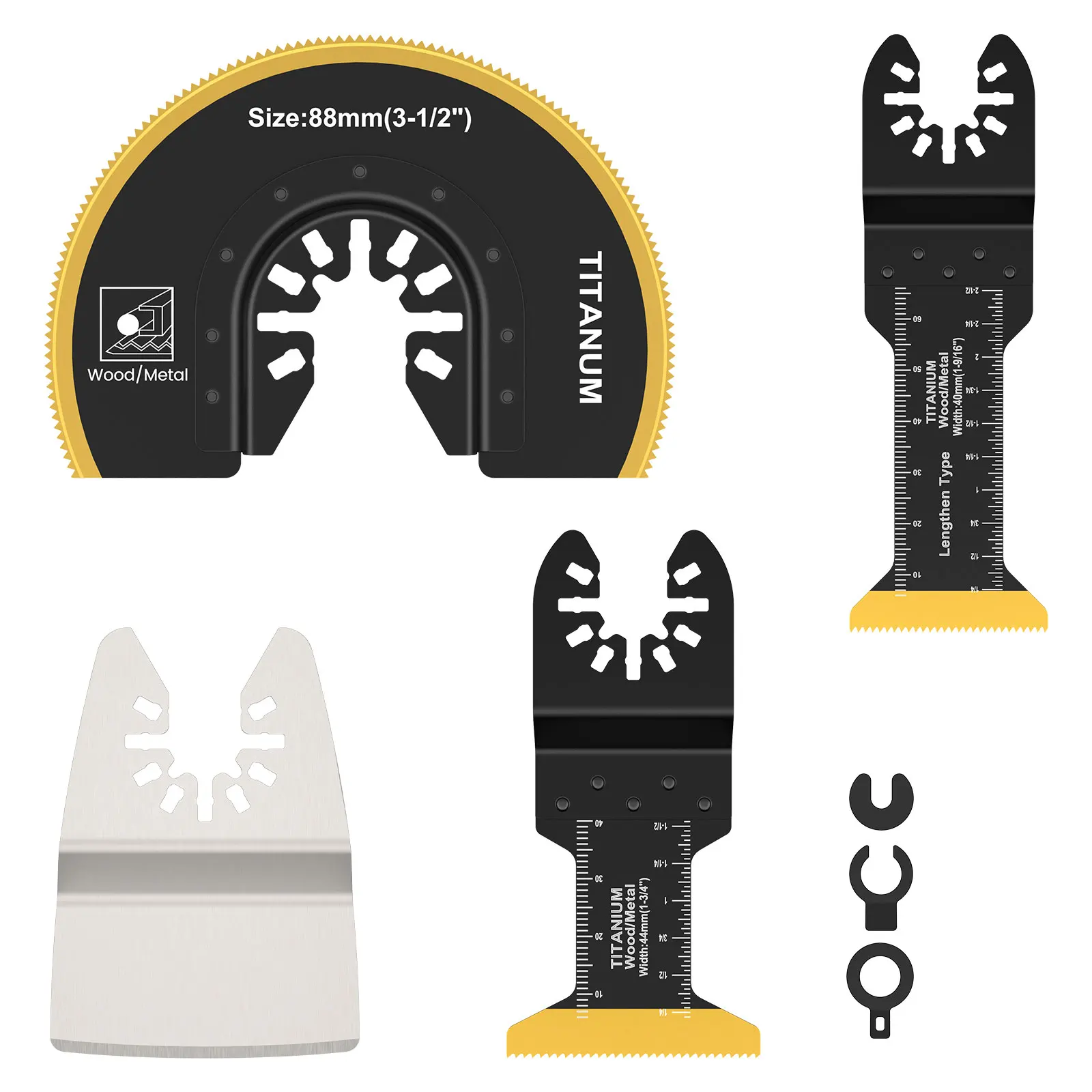 4Pcs Titanium Bi-Metal Oscillating Saw Blade Set Multipurpose Extra-Long Oscillating Multitool Blades Universal Semi-Circle
4Pcs Titanium Bi-Metal Oscillating Saw Blade Set Multipurpose Extra-Long Oscillating Multitool Blades Universal Semi-Circle