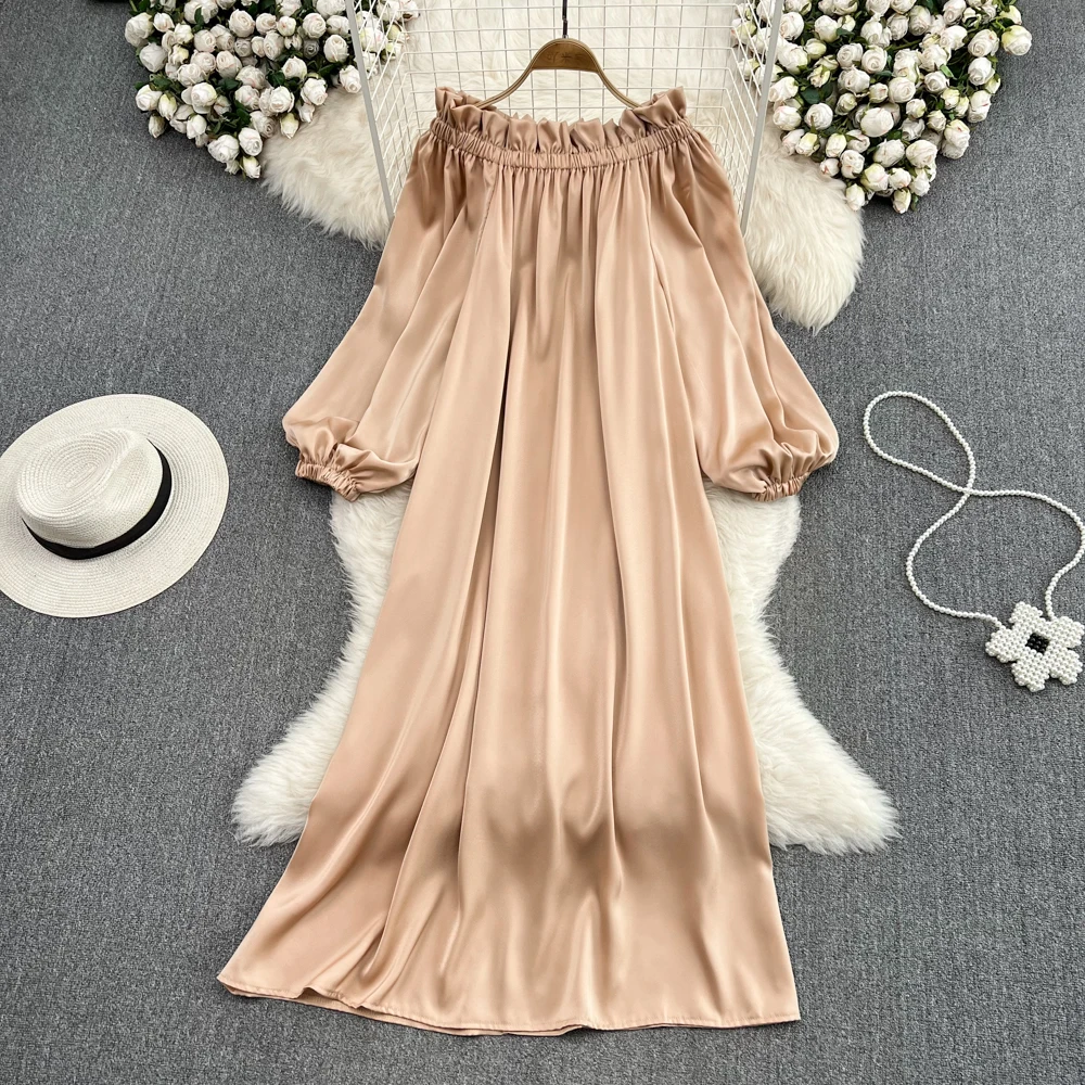 Seaside Vacation Fashion Gentle Style One-shoulder Off-the-shoulder Loose Bubble Long-sleeved A-line Dress
Seaside Vacation Fashion Gentle Style One-shoulder Off-the-shoulder Loose Bubble Long-sleeved A-line Dress