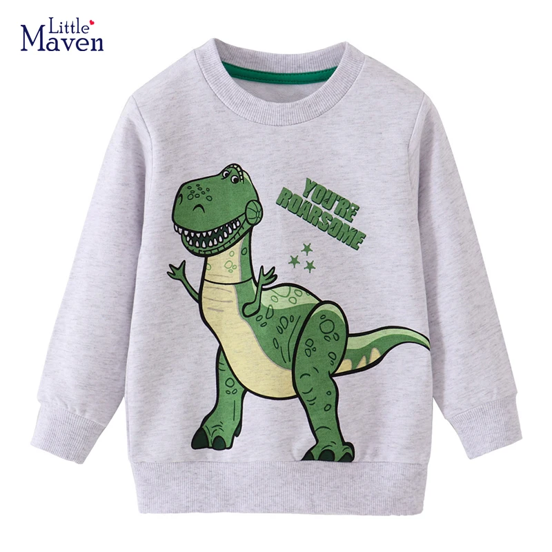

Детская одежда Little maven, Новинка весна-осень 2024, детская одежда для маленьких мальчиков, свитшоты с мультяшными динозаврами для младенцев