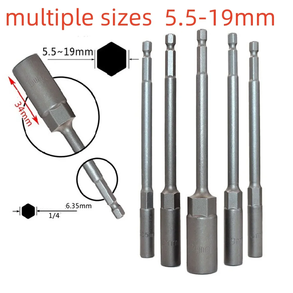 150mm Hexagon Nut Driver Drill Bit Adapter Sockets Wrenchs Extension Sleeve Nozzles Adapter For Pneumatic Electric Screwdriver
150mm Hexagon Nut Driver Drill Bit Adapter Sockets Wrenchs Extension Sleeve Nozzles Adapter For Pneumatic Electric Screwdriver