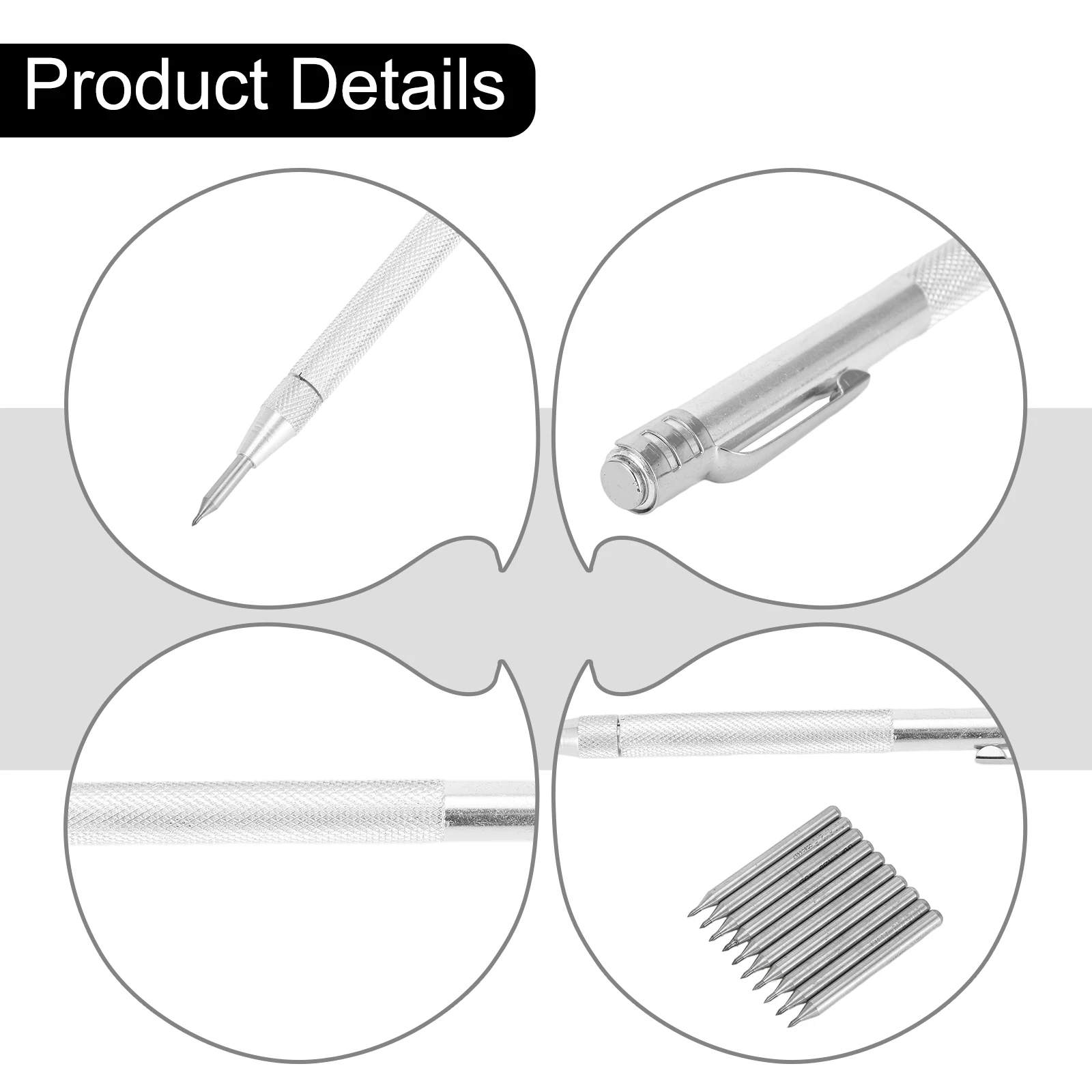 11PCS Tungsten Scriber Pen Tungsten Carbide Engraving Pen Marking Tip For Glass Wood Stone Shell Metal Marking Tool
11PCS Tungsten Scriber Pen Tungsten Carbide Engraving Pen Marking Tip For Glass Wood Stone Shell Metal Marking Tool