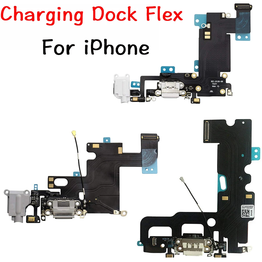 

USB Dock Connector Charging Flex Cable For iPhone 6 6P 6SP 7 7P 8 Plus With Microphone And Headphone Audio Jack Charging Board