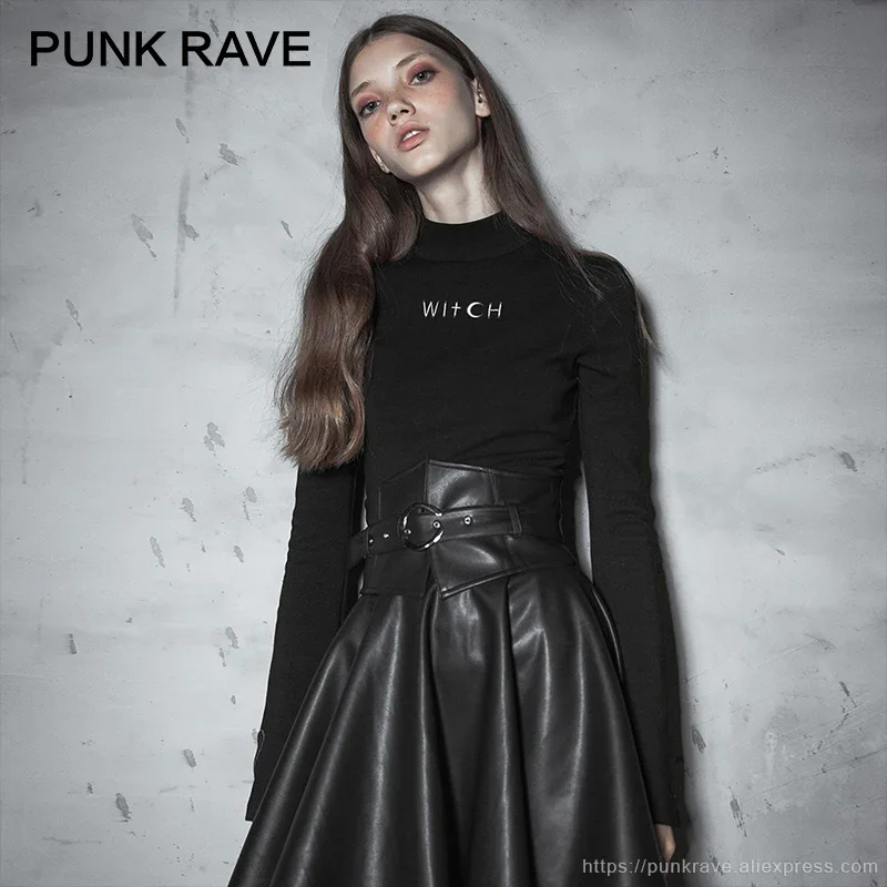 PUNK RAVE Women's Gothic Dark Long Sleeve Trumpet Knitted Top Witch Embroidery Peach Heart Personality T-shirt
PUNK RAVE Women's Gothic Dark Long Sleeve Trumpet Knitted Top Witch Embroidery Peach Heart Personality T-shirt