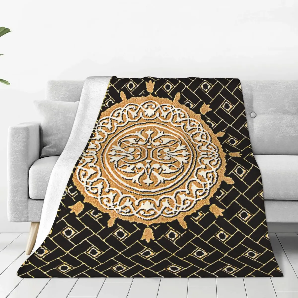 

Muslim Prayer Vintage Mosque Blankets Islamic Eid Mubarak Ramadan Kareem Flannel Throw Blankets for Bedspread Spring/Autumn
