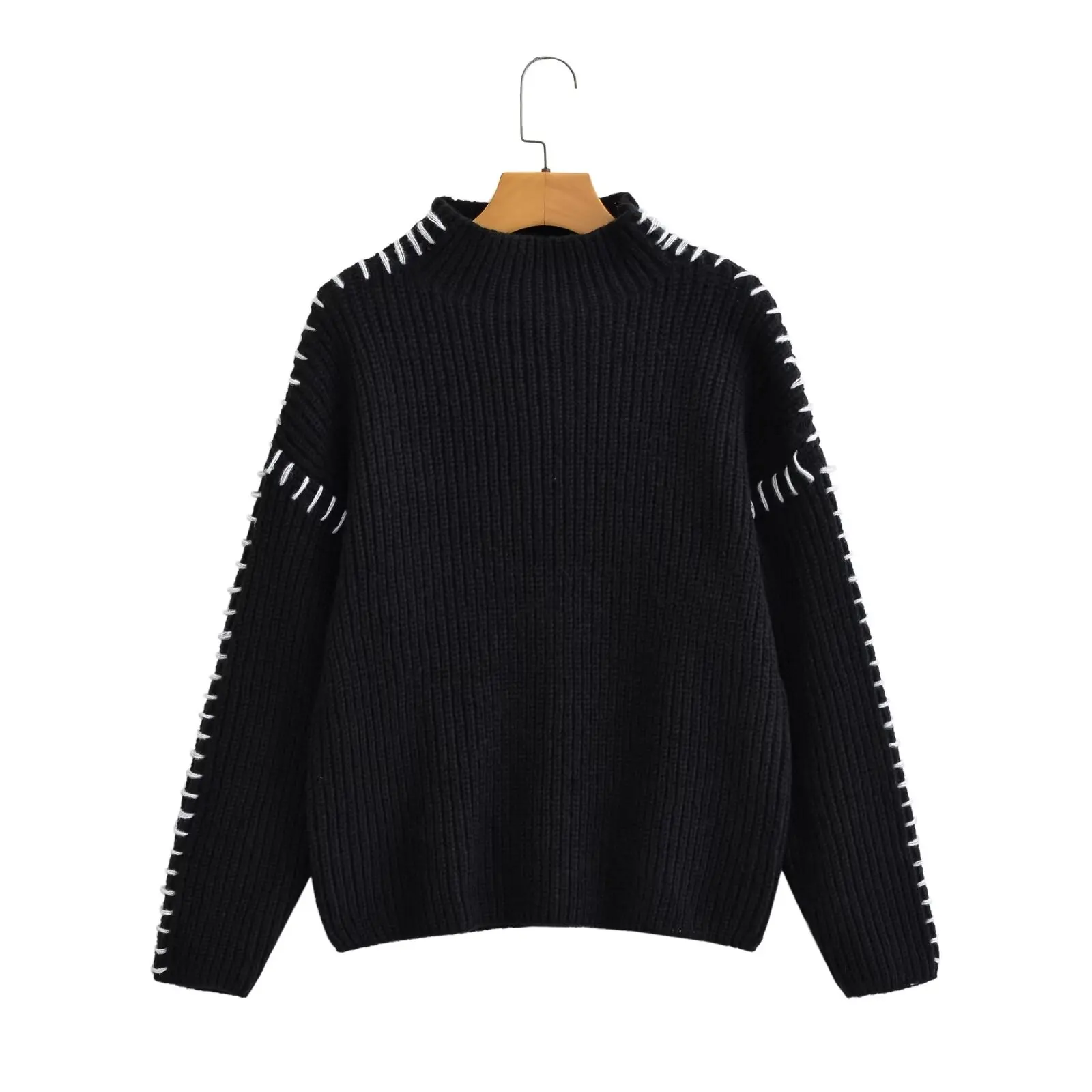 Women New Fashion Sewing decoration Casual Knitted Sweater Vintage High Neck Long Sleeve Female Pullovers Chic Tops
Women New Fashion Sewing decoration Casual Knitted Sweater Vintage High Neck Long Sleeve Female Pullovers Chic Tops