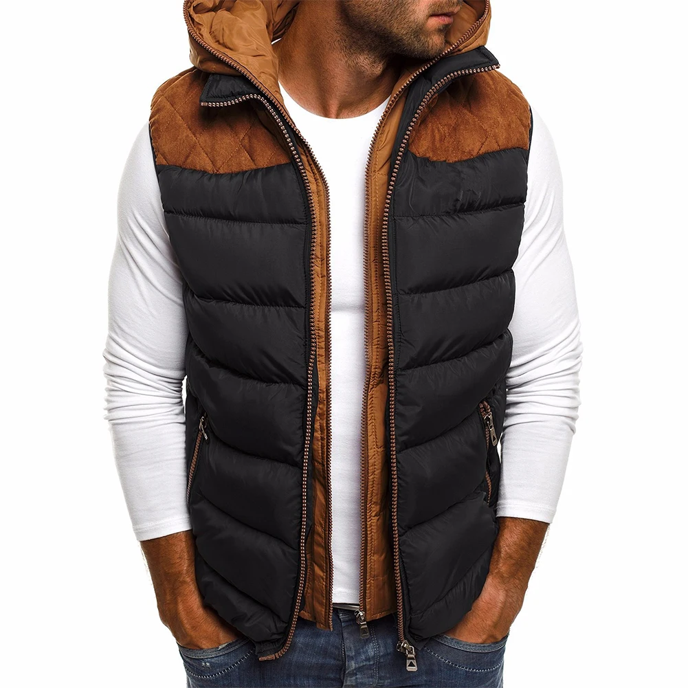 New Men Winter Thickened Plush Warm Sleeveless Patchwork Hooded Puffer Jacket Quilted Padded Coat Outwear Waistcoat Men's Vest
New Men Winter Thickened Plush Warm Sleeveless Patchwork Hooded Puffer Jacket Quilted Padded Coat Outwear Waistcoat Men's Vest