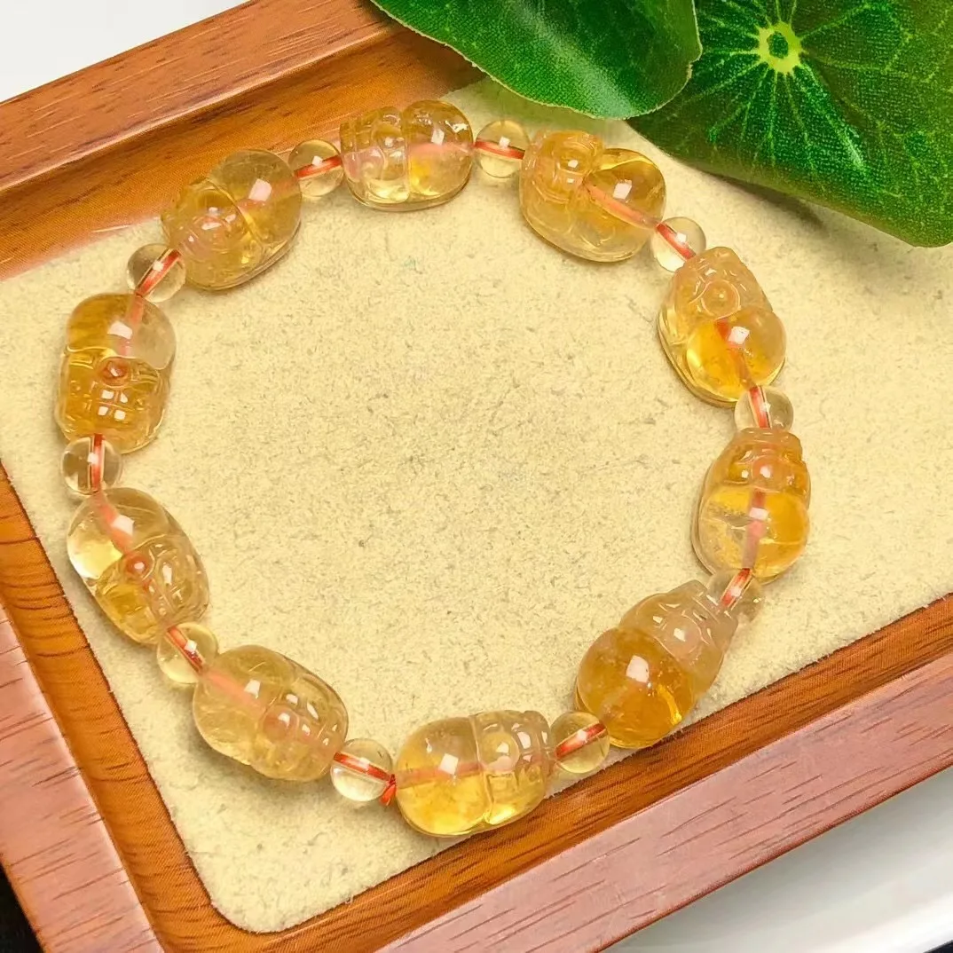 

Creative Hot Sale 8mm To 10mm Natural Citrine Crystal Healing PiXiu Carving Bracelet Fashion Jewelry Gift For Friends