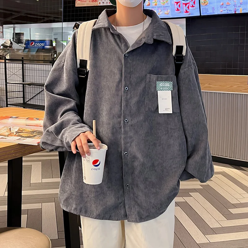 Corduroy Long Sleeve Shirt Men's Baggy Solid Color Oversized Trendy Blouse Fashion Streetwear Harajuku Single Breasted Shirts
Corduroy Long Sleeve Shirt Men's Baggy Solid Color Oversized Trendy Blouse Fashion Streetwear Harajuku Single Breasted Shirts
