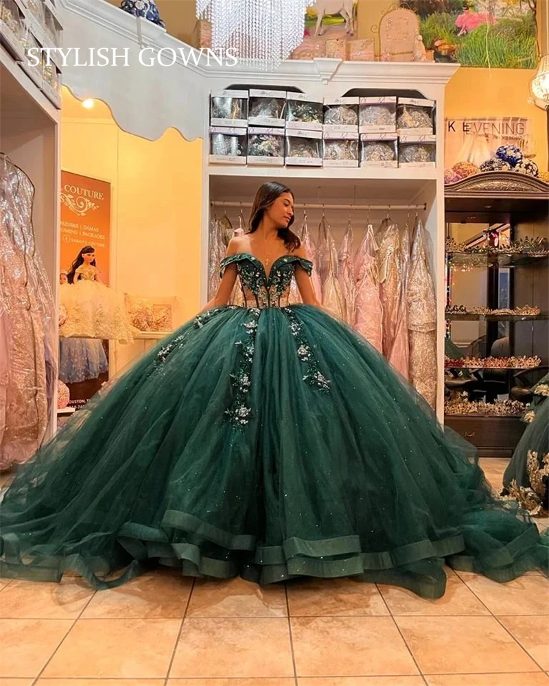 Princess Green Off The Shoulder Ball Gown Quinceanera Dresses For Girls Beaded Celebrity Party Gowns 3D Flowers Graduation
Princess Green Off The Shoulder Ball Gown Quinceanera Dresses For Girls Beaded Celebrity Party Gowns 3D Flowers Graduation