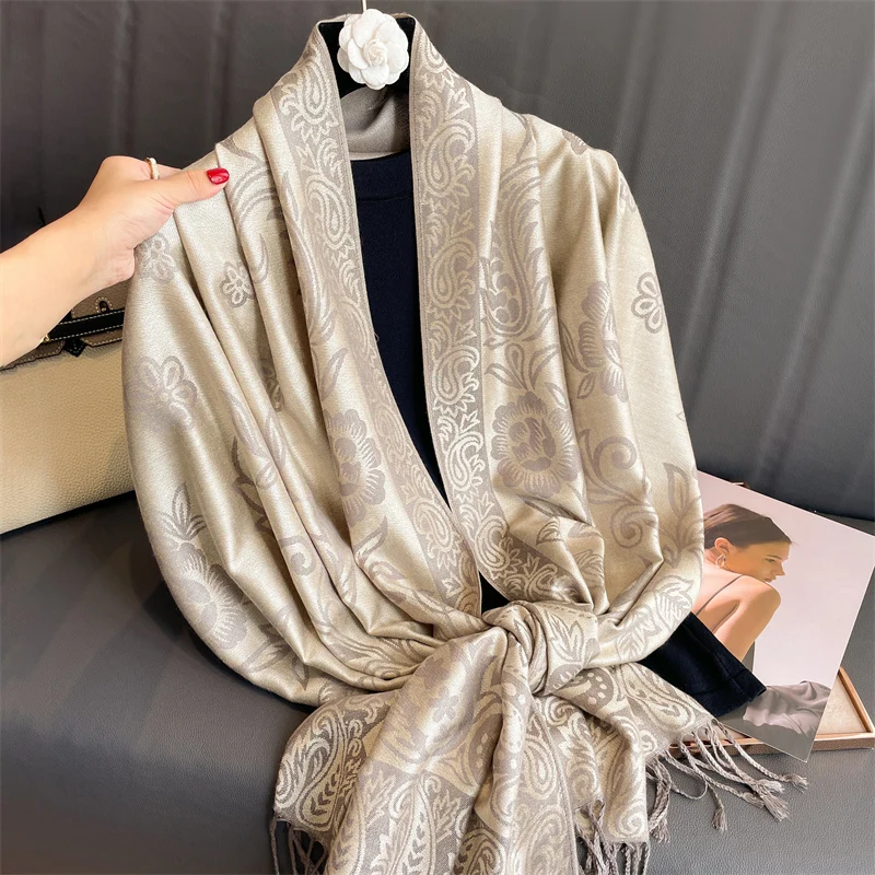 Luxury Pashmina Silk Scarf Shawl Wrap Paisley Jacquard Flowers Borders Layers Reversible Classic Tassels For Women 70X190cm 44 Mallzona S2e5a10d64a4f4973a6019d4986ec4329e Luxury Pashmina Silk Scarf Shawl Wrap Paisley Jacquard Flowers Borders Layers Reversible Classic Tassels For Women 70X190cm Mallzona