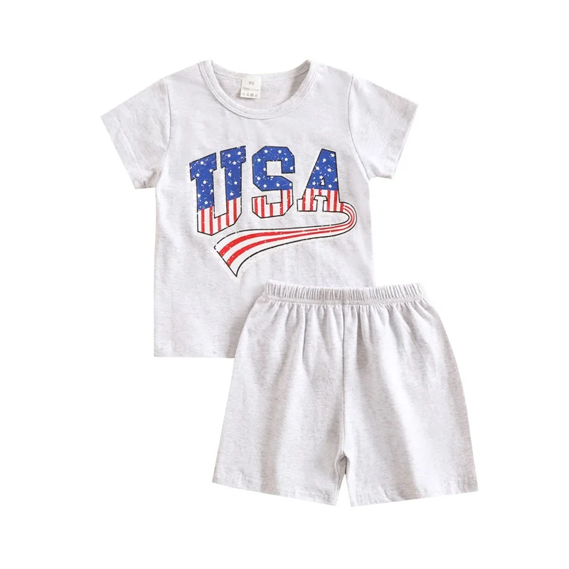 Baby Fourth of July Outfits, Solid Color Casual Short Sleeve Chic Letter Print T-Shirt + Shorts Set 2Pcs Fall Clothes Set
Baby Fourth of July Outfits, Solid Color Casual Short Sleeve Chic Letter Print T-Shirt + Shorts Set 2Pcs Fall Clothes Set
